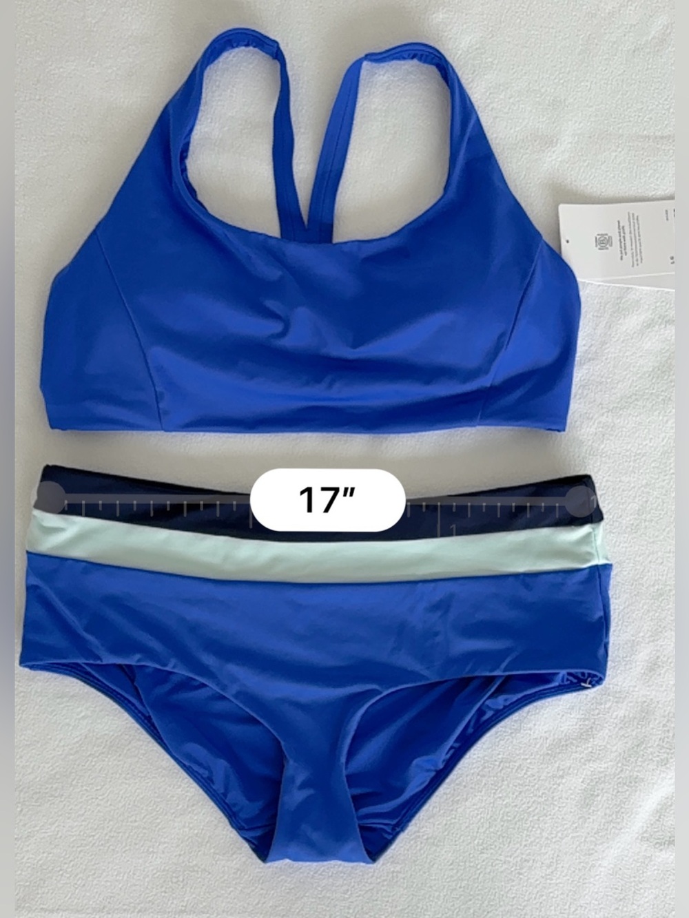 Athleta Malibu Bathing suit set w/Boy short striped bottom - Picture 6 of 10